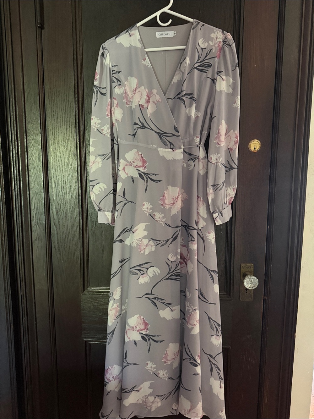 Covington Lavender Floral Wrap Maxi Dress with Long Sleeves